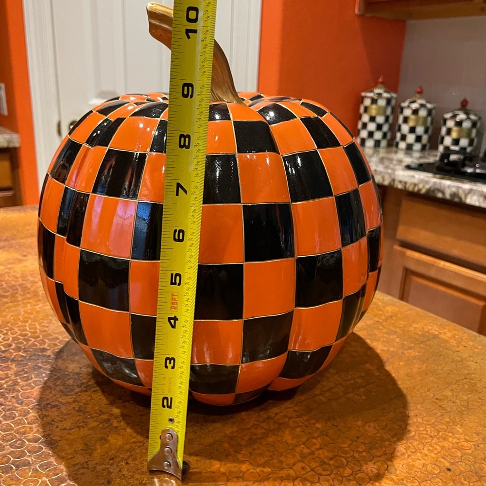Checkered Orange and Black Pumpkin Decor - Picture 8 of 12